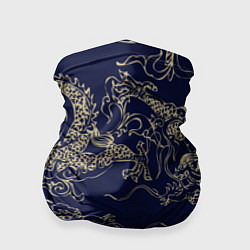 Бандана-труба Золотые драконы на синем, цвет: 3D-принт