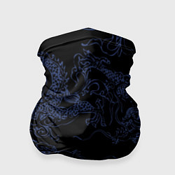 Бандана-труба Синий дракон на черном, цвет: 3D-принт