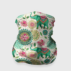 Бандана-труба Слоны и мандалы паттерн в индийской стилистике, цвет: 3D-принт
