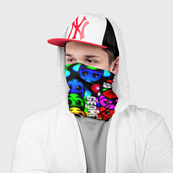 Бандана-труба Geometry dash neon gradient, цвет: 3D-принт — фото 2
