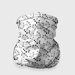 Бандана-труба Черно белый ягодный узор ретро, цвет: 3D-принт