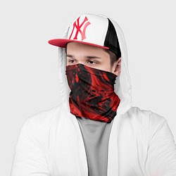 Бандана-труба Красно-черные разводы краски - абстрактный узор, цвет: 3D-принт — фото 2