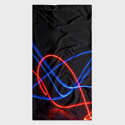 Бандана-труба Красно синие неоновые линии на черном фоне, цвет: 3D-принт — фото 2