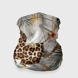 Бандана-труба Мрамор с цветами и леопардовый узор, цвет: 3D-принт