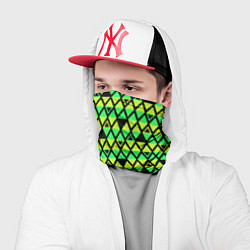 Бандана-труба Зеленые треугольники на черном, цвет: 3D-принт — фото 2