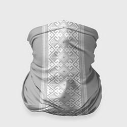 Бандана-труба Славянский узор на сером - вышиванка рубаха, цвет: 3D-принт