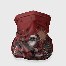 Бандана Санта Клаус на красном коне верхом