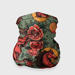 Бандана Красный конь и розы