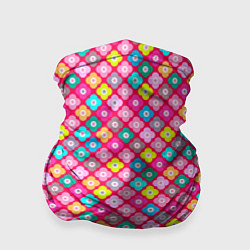 Бандана-труба Разноцветный цветочный узор ретро, цвет: 3D-принт