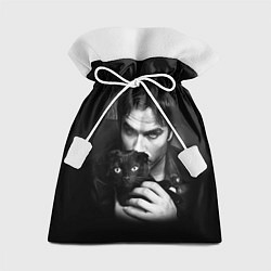 Мешок для подарков Деймон Сальваторе с котом, цвет: 3D-принт
