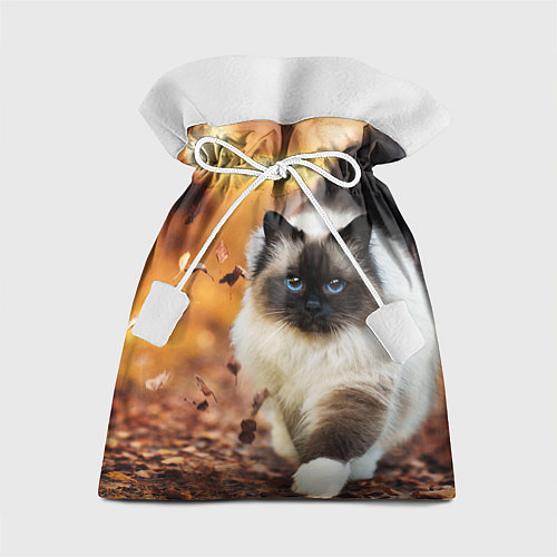 Подарочный мешок Котик в листьях / 3D-принт – фото 1
