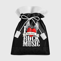 Мешок для подарков I Love Rock Music, цвет: 3D-принт
