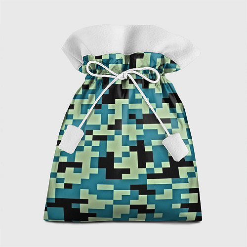 Подарочный мешок Камуфляж пиксельный: голубой/черный / 3D-принт – фото 1