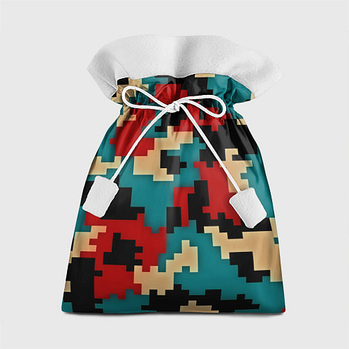 Подарочный мешок Камуфляж пиксельный: красный/голубой / 3D-принт – фото 1