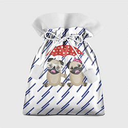 Мешок для подарков Мопсики под зонтом, цвет: 3D-принт