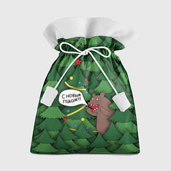 Мешок для подарков Медведь: с Новым годом, цвет: 3D-принт