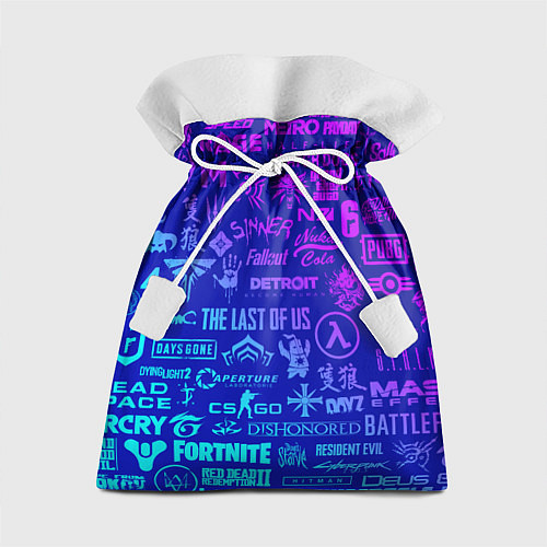 Подарочный мешок Неоновые геймерские лого / 3D-принт – фото 1
