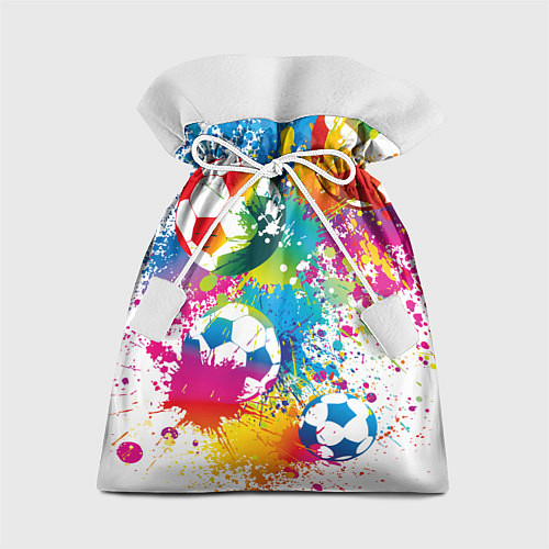 Подарочный мешок Футбольные мячи - красочные брызги / 3D-принт – фото 1