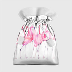 Мешок для подарков Фламинго розовый на белом, цвет: 3D-принт