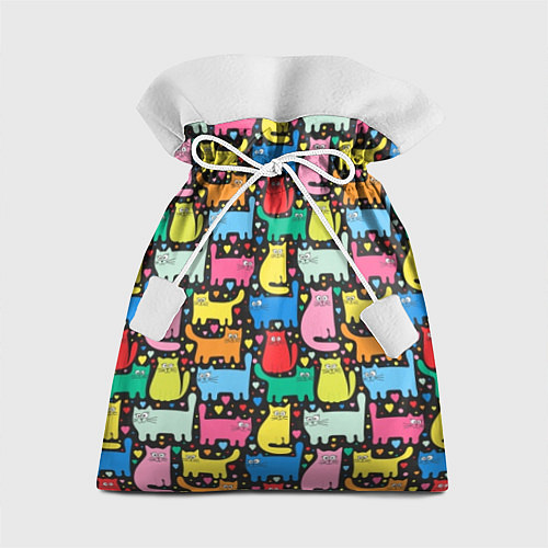 Подарочный мешок Разноцветные котики / 3D-принт – фото 1