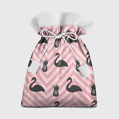 Подарочный мешок Черный фламинго арт / 3D-принт – фото 1