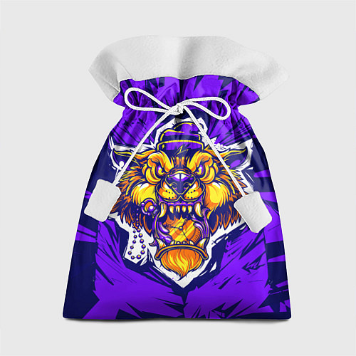 Подарочный мешок Граффити Лев фиолетовый / 3D-принт – фото 1