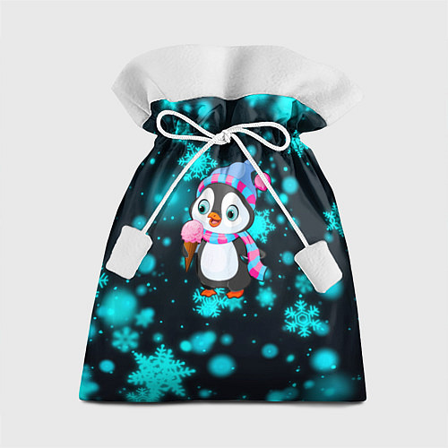 Подарочный мешок Новогодний пингвин / 3D-принт – фото 1