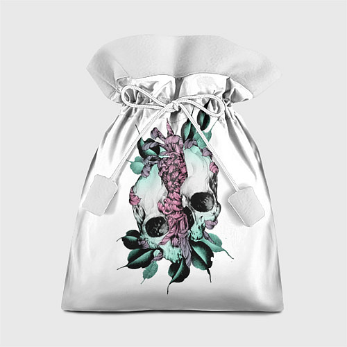 Подарочный мешок Череп с японскими цветами / 3D-принт – фото 1