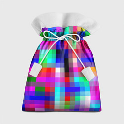 Мешок для подарков РАЗНОЦВЕТНЫЕ ПИКСЕЛИ КУБЫ, цвет: 3D-принт