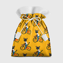 Мешок для подарков Котики на велосипедах, цвет: 3D-принт