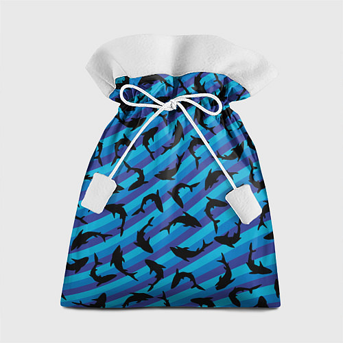 Подарочный мешок Черные акулы паттерн / 3D-принт – фото 1