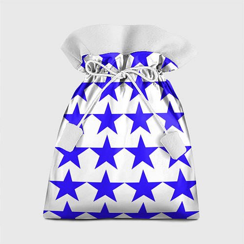 Подарочный мешок Синие звёзды на белом фоне / 3D-принт – фото 1
