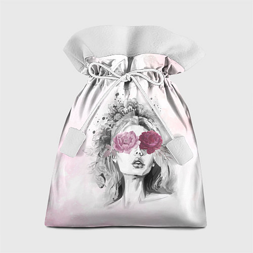 Подарочный мешок Девушка цветы акварель / 3D-принт – фото 1