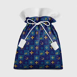 Мешок для подарков Синий клетчатый узор-плед, цвет: 3D-принт