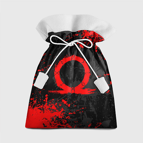 Подарочный мешок GOD OF WAR LOGO RED, БРЫЗГИ КРАСОК / 3D-принт – фото 1