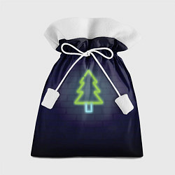Мешок для подарков Неоновая елкас новым годом, цвет: 3D-принт