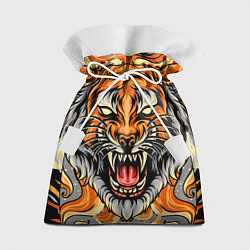 Мешок для подарков Символ года тигр в гневе, цвет: 3D-принт