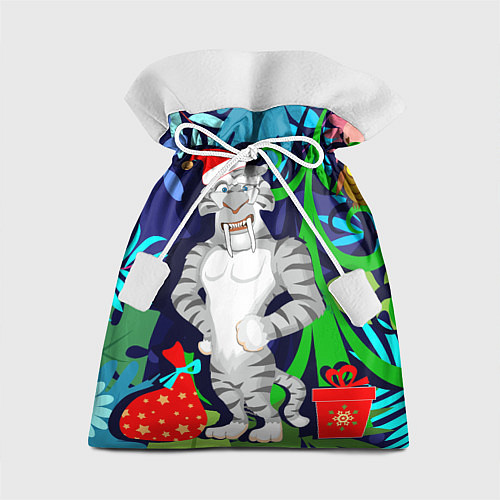 Подарочный мешок Новогодний тигр в джунглях / 3D-принт – фото 1