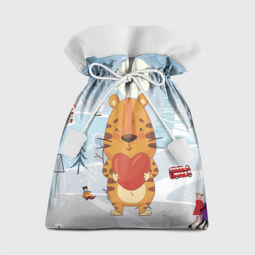Подарочный мешок Тигренок с большим сердцем / 3D-принт – фото 1