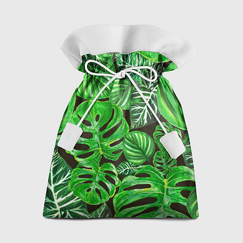 Подарочный мешок Тропические листья на темном фоне / 3D-принт – фото 1