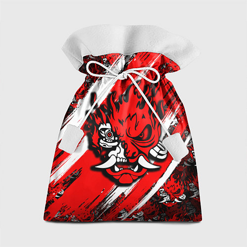 Подарочный мешок SAMURAI CYBERPUNK 2077 RED AND WHITE / 3D-принт – фото 1