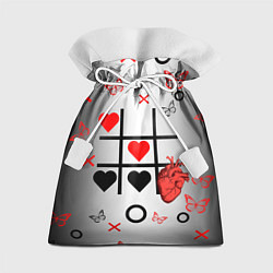 Мешок для подарков Крестики нолики сердцами, цвет: 3D-принт