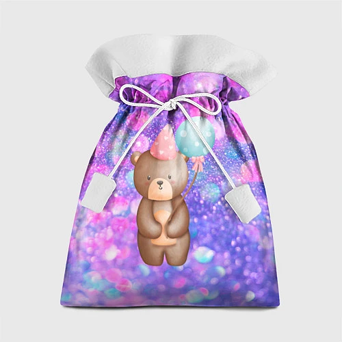 Подарочный мешок День Рождения - Медвежонок с шариками / 3D-принт – фото 1