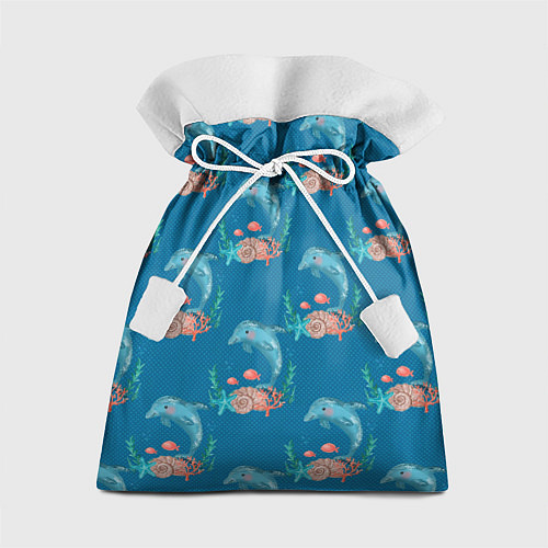 Подарочный мешок Дельфины Море паттерн / 3D-принт – фото 1