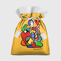 Мешок для подарков Girl with hearts, цвет: 3D-принт
