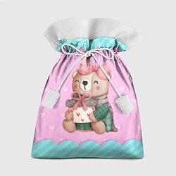 Мешок для подарков Мишка с подарками день влюбленных, цвет: 3D-принт