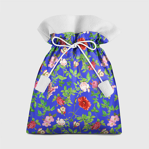 Подарочный мешок Цветочки - синий фон - паттерн / 3D-принт – фото 1