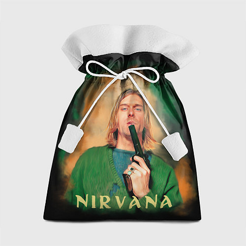 Подарочный мешок Nirvana - Kurt Cobain with a gun / 3D-принт – фото 1