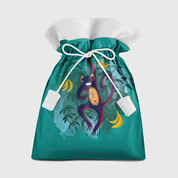 Мешок для подарков Веселая обезьяна на бирюзовом фоне, цвет: 3D-принт