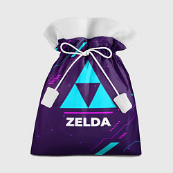 Мешок для подарков Символ Zelda в неоновых цветах на темном фоне, цвет: 3D-принт